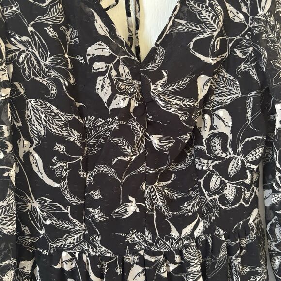 Dark Romantic Bohemian Womens Tiered Midi Dress Black S Floral Indie Concert‎ - Picture 7 of 14